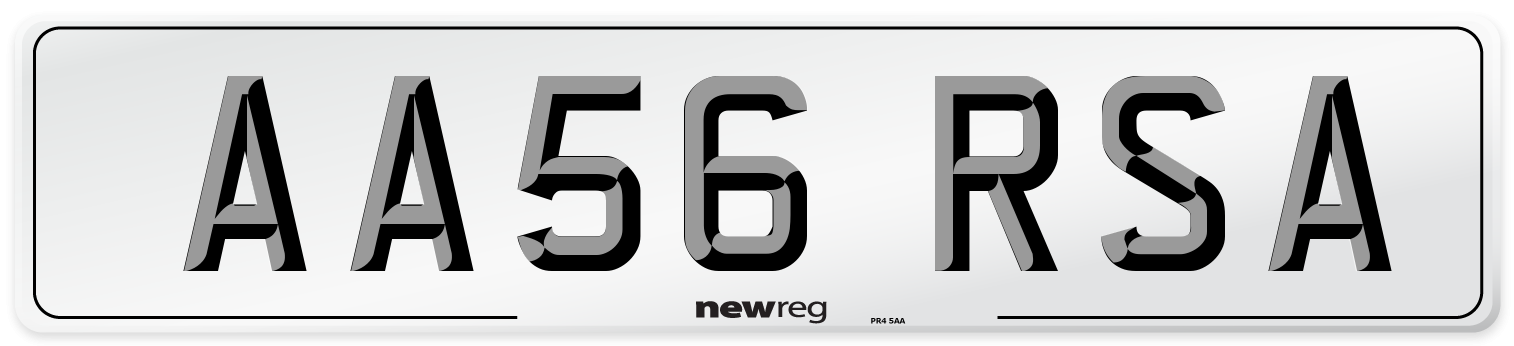 AA56 RSA Number Plate from New Reg